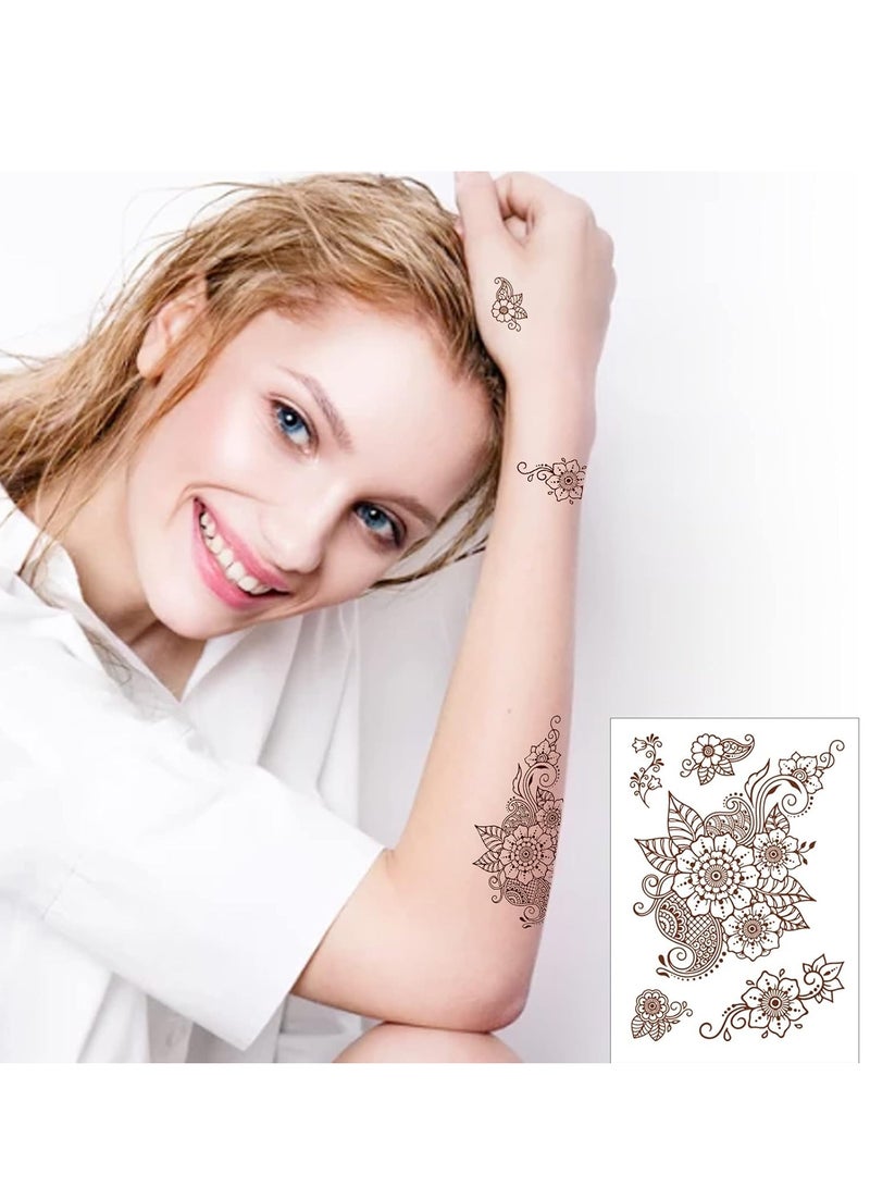 SYNSYB 16 Pcs Henna Tattoo Kit - Temporary Tattoo Stickers for Adults with Lace, Flower, and Butterfly Patterns - Image 4