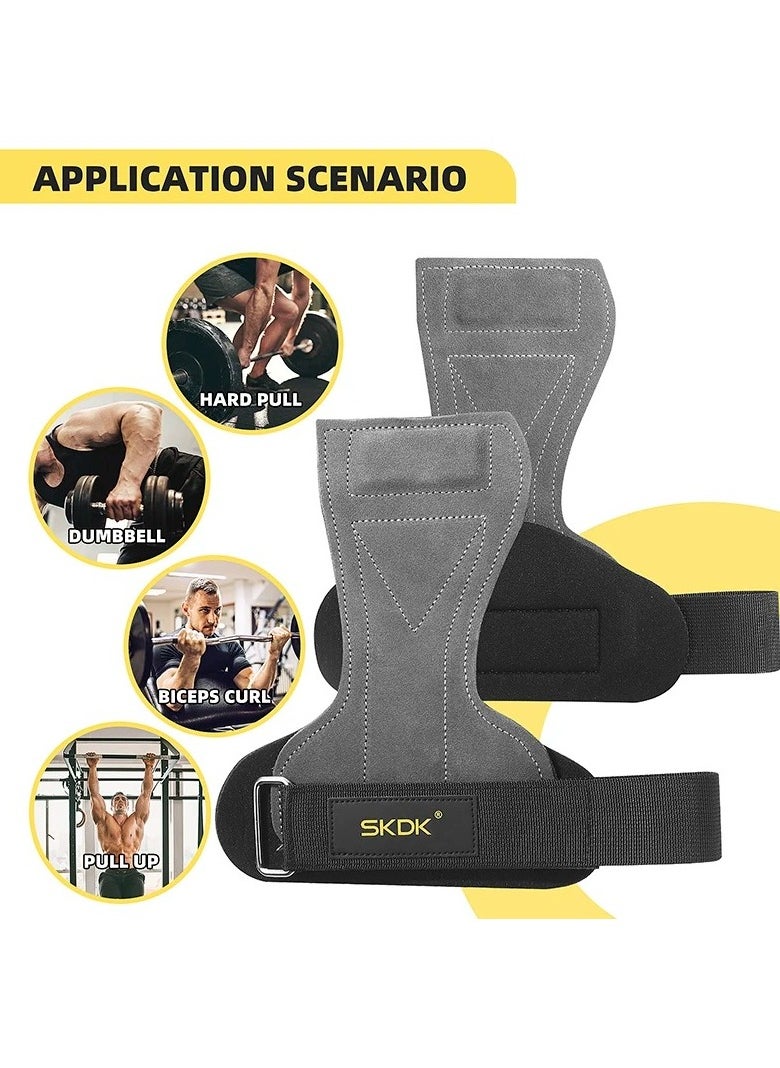 SKDK Grips For Weight Lifting, Weight Lifting Wrist Straps, Gym Grips Palm Guards, Non-slip Wrist Guard Equipment, Gym Fitness Hook Weight Strap For Cross Training, Weight Lifting, Kettlebells, (Black)  - Image 4
