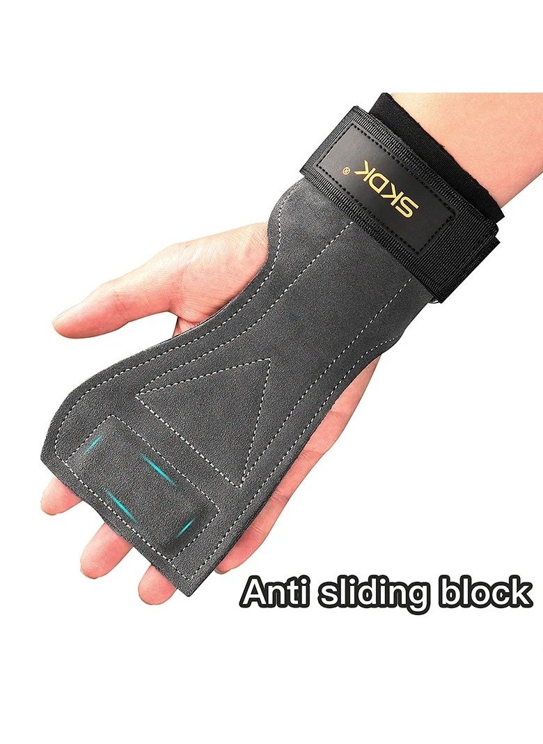 SKDK Grips For Weight Lifting, Weight Lifting Wrist Straps, Gym Grips Palm Guards, Non-slip Wrist Guard Equipment, Gym Fitness Hook Weight Strap For Cross Training, Weight Lifting, Kettlebells, (Black)  - Image 2