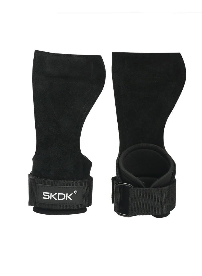 SKDK Grips For Weight Lifting, Weight Lifting Wrist Straps, Gym Grips Palm Guards, Non-slip Wrist Guard Equipment, Gym Fitness Hook Weight Strap For Cross Training, Weight Lifting, Kettlebells, (Black)  - Image 1