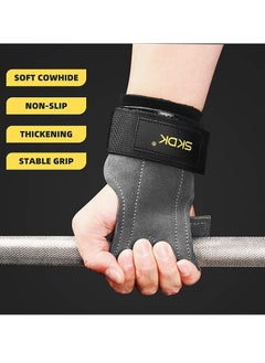 SKDK Grips For Weight Lifting, Weight Lifting Wrist Straps, Gym Grips Palm Guards, Non-slip Wrist Guard Equipment, Gym Fitness Hook Weight Strap For Cross Training, Weight Lifting, Kettlebells, (Black)  - Image 5