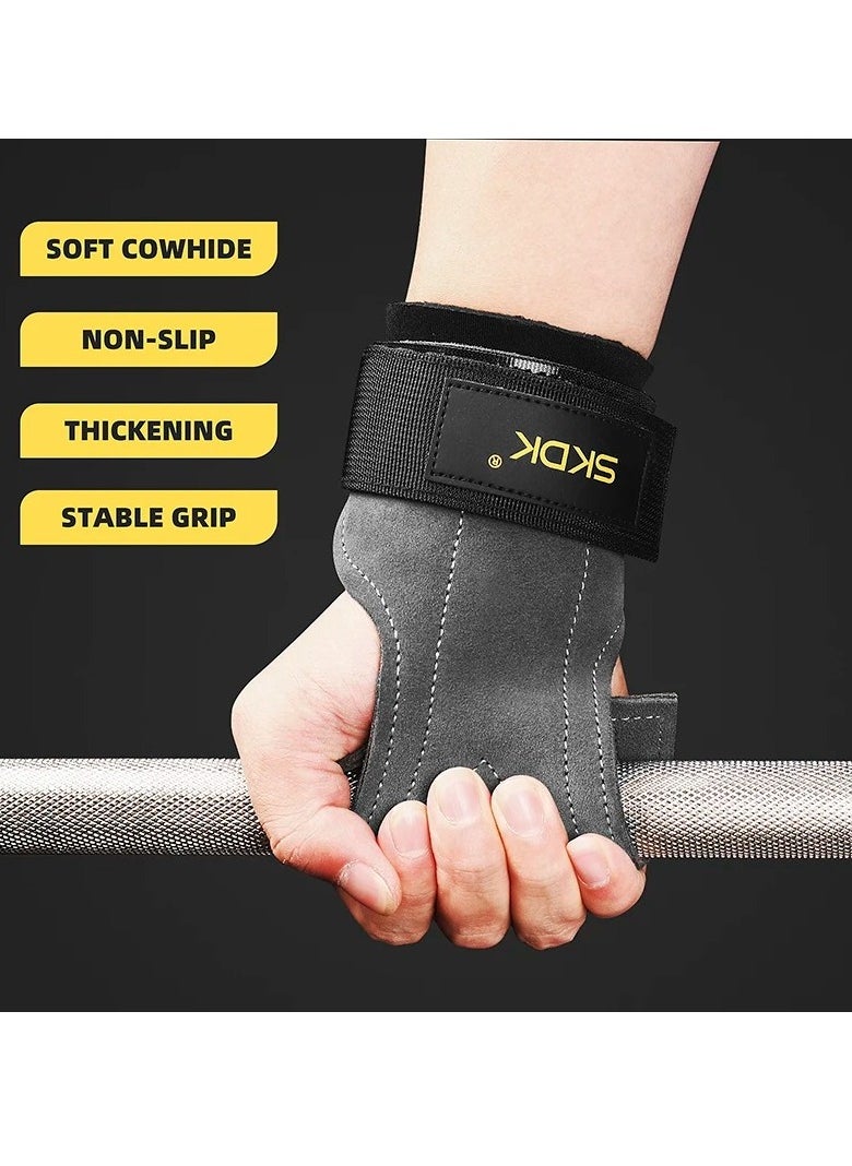 SKDK Grips For Weight Lifting, Weight Lifting Wrist Straps, Gym Grips Palm Guards, Non-slip Wrist Guard Equipment, Gym Fitness Hook Weight Strap For Cross Training, Weight Lifting, Kettlebells, (Black)  - Image 5