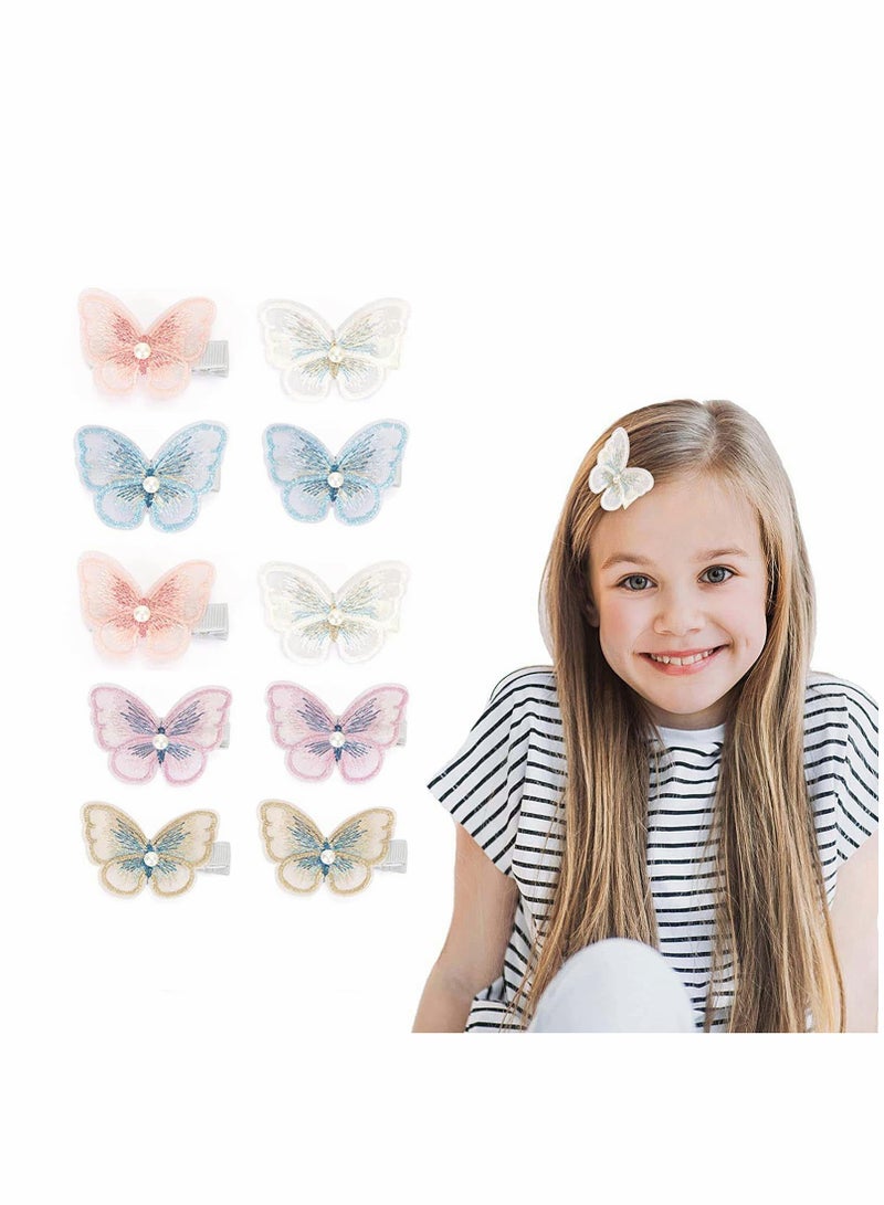SOLARAE 10pcs Butterfly Hair Clips Hairpin Mini Cute Hair Accessories Embroidery DIY Craft Embroidered Hair Clips Mini Cute Barrettes Hair accessories Hair Pin for Girls - Image 1
