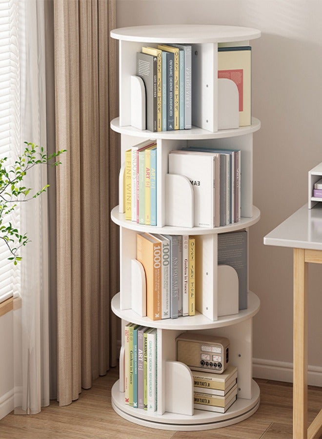Sharpdo 4 Tier Rotating Bookshelf Tower, Spinning Bookcase Lazy Susan, Revolving 360 Book Shelf Storage Round Carousel, Vertical Rotate Turning Spiral Corner Organizer - Image 1