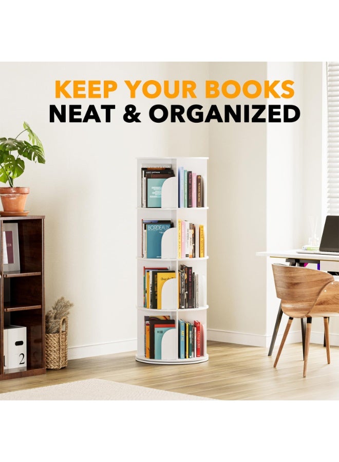 Sharpdo 4 Tier Rotating Bookshelf Tower, Spinning Bookcase Lazy Susan, Revolving 360 Book Shelf Storage Round Carousel, Vertical Rotate Turning Spiral Corner Organizer - Image 4
