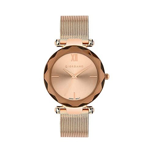 Giordano Analog Watch for Women with Cut Glass dial, Roman Indices and Stylish Metal Strap - Image 1