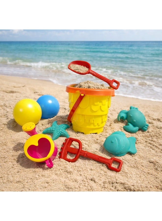 مجموعة ألعاب الشاطئ للأطفال – متعة لا تنتهي في الهواء الطلق! تتضمن المجموعة دلو بلاستيكي ملون، مجرفة، أشكال بحرية (نجمة، سمكة، سلطعون)، كرة بلاستيكية، وسقيّة لطيفة بشكل قلب. مصنوعة من مواد آمنة للأطفال، مثالية للعب على الشاطئ أو في الحديقة. تساعد على تنمية المهارات الحركية والإبداعية لدى الأطفال - Image 3