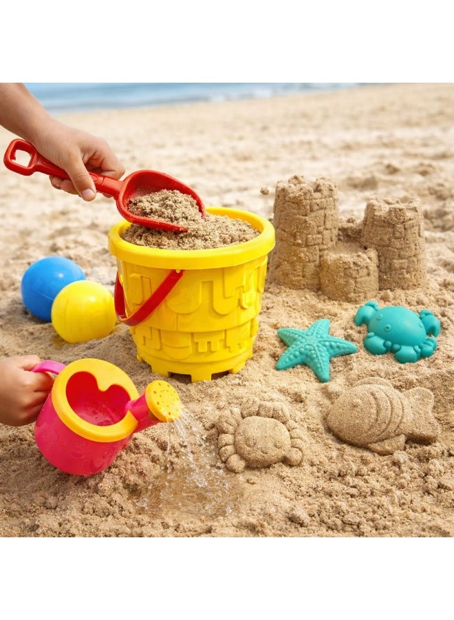 مجموعة ألعاب الشاطئ للأطفال – متعة لا تنتهي في الهواء الطلق! تتضمن المجموعة دلو بلاستيكي ملون، مجرفة، أشكال بحرية (نجمة، سمكة، سلطعون)، كرة بلاستيكية، وسقيّة لطيفة بشكل قلب. مصنوعة من مواد آمنة للأطفال، مثالية للعب على الشاطئ أو في الحديقة. تساعد على تنمية المهارات الحركية والإبداعية لدى الأطفال - Image 5