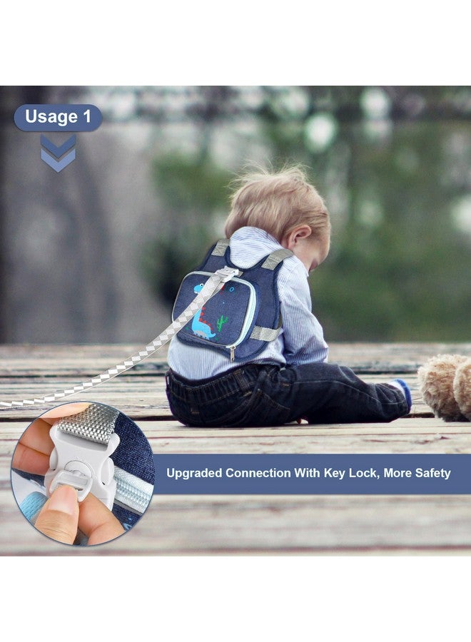 accmor Toddler Harness Leash+ Anti Lost Wrist Link, Accmor Cute Dinosaur Kids Harness with Leash, Foldable Child Leash Baby Walking Wristband Assistant Strap Belt Hold Baby Boys Girls Close While Walking - Image 5