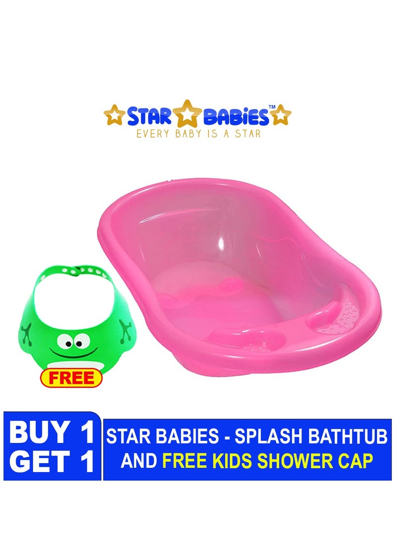 STAR BABiES Sunbaby Buy 1 Get 1 (Splash bath tub with kids shower cap - PInk/Green - Image 2