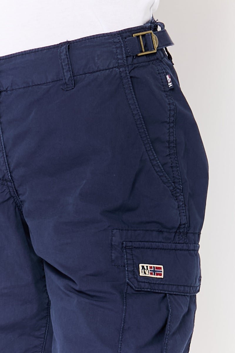 Napapijri Women Brand Logo Cargo Shorts, Navy - Image 3