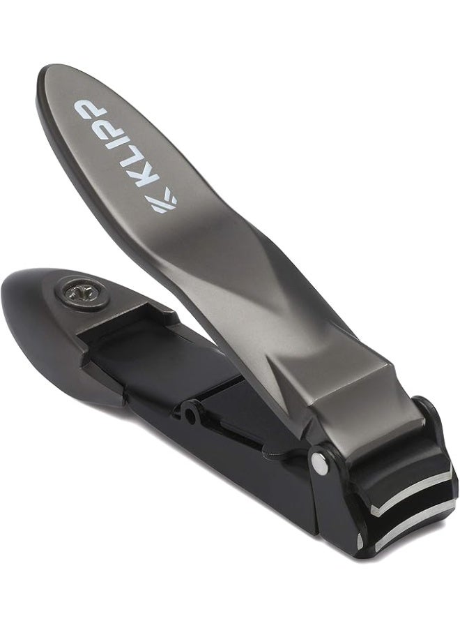 KLIPP Nail Clippers for Men with Catcher - KLIPP Razor-Sharp Heavy Duty Self-Collecting Nail Cutters with Ergonomic Lever Keep Fingernails and Toenails Impeccably Manicured - Includes Ziplock Pouch  - Image 1