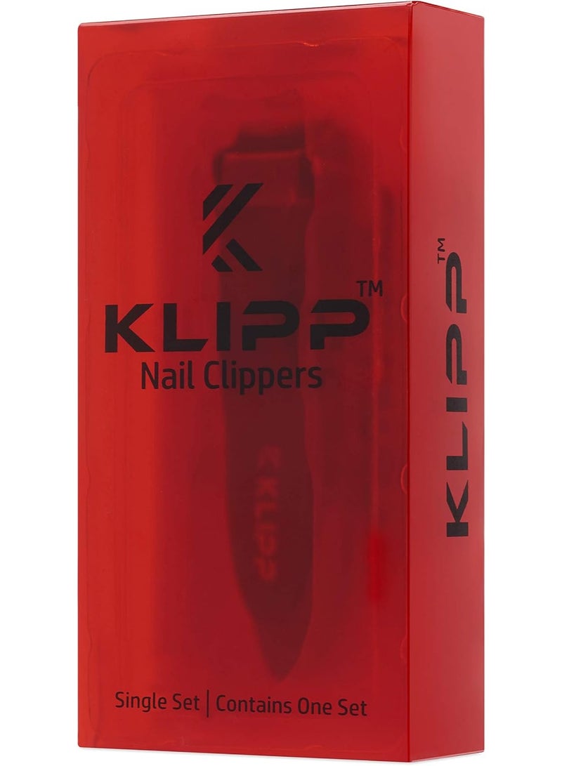 KLIPP Nail Clippers for Men with Catcher - KLIPP Razor-Sharp Heavy Duty Self-Collecting Nail Cutters with Ergonomic Lever Keep Fingernails and Toenails Impeccably Manicured - Includes Ziplock Pouch  - Image 2