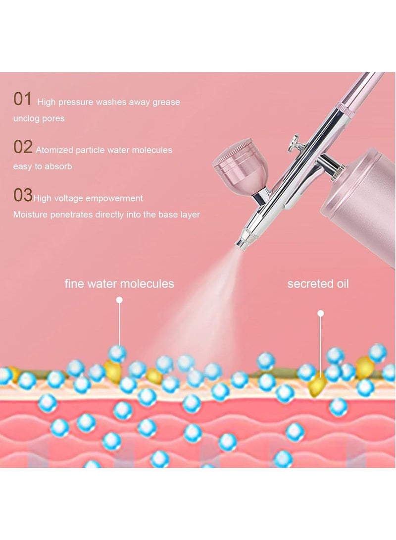 مجموعة أدوات الأظافر الهوائية بالرش، مجموعة الرش اللاسلكية مع ضاغط الهواء، رشاش هوائي محمول يدويًا ولاسلكيًا وقابل لإعادة الشحن للمكياج وتزيين الكعك وفن الأظافر والوشم ورسم الوجه (وردي) - Image 3