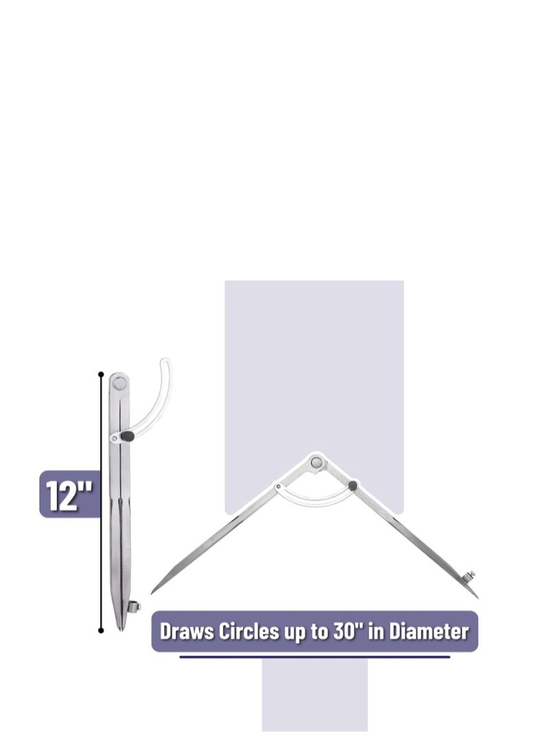 Yakumuz Professional Large Compass for Woodworking, Yakumuz 12 Inch Compass with Wing, Compass for Geometry, Compass Drawing Tool, Woodworking Compass, Pencil Compass for Carpenter, Drafting, Drawing Compass - Image 2