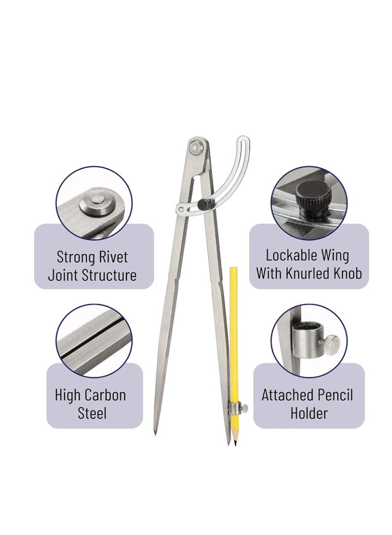 Yakumuz Professional Large Compass for Woodworking, Yakumuz 12 Inch Compass with Wing, Compass for Geometry, Compass Drawing Tool, Woodworking Compass, Pencil Compass for Carpenter, Drafting, Drawing Compass - Image 3