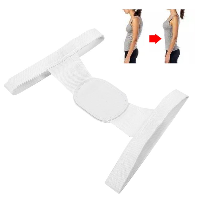 Posture Corrector: White Adjustable Back Shoulder Brace - Breathable Sweat-Absorbent Soft Light Material, Relieve Muscle Fatigue, Correct Hunchback for Men Women - Image 3