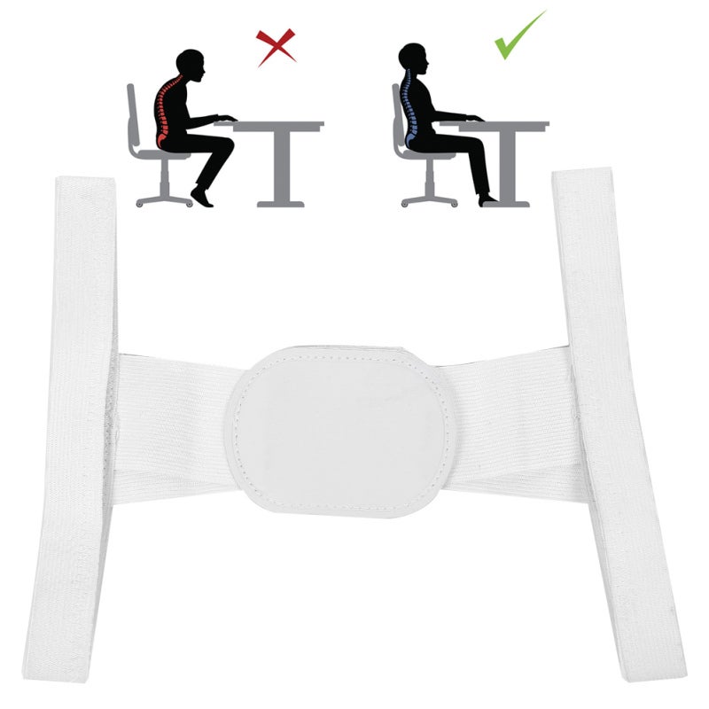 Posture Corrector: White Adjustable Back Shoulder Brace - Breathable Sweat-Absorbent Soft Light Material, Relieve Muscle Fatigue, Correct Hunchback for Men Women - Image 4