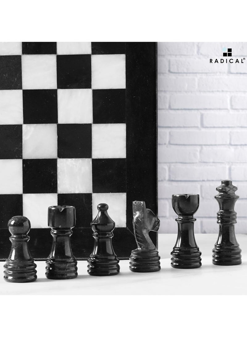 RADICALn Marble Chess Set 12" Inches Black & White Handmade Classic Family Board Games for Adults, Luxury Marble Chess Board & Pieces for Gifts, Adult Board Game - Image 3