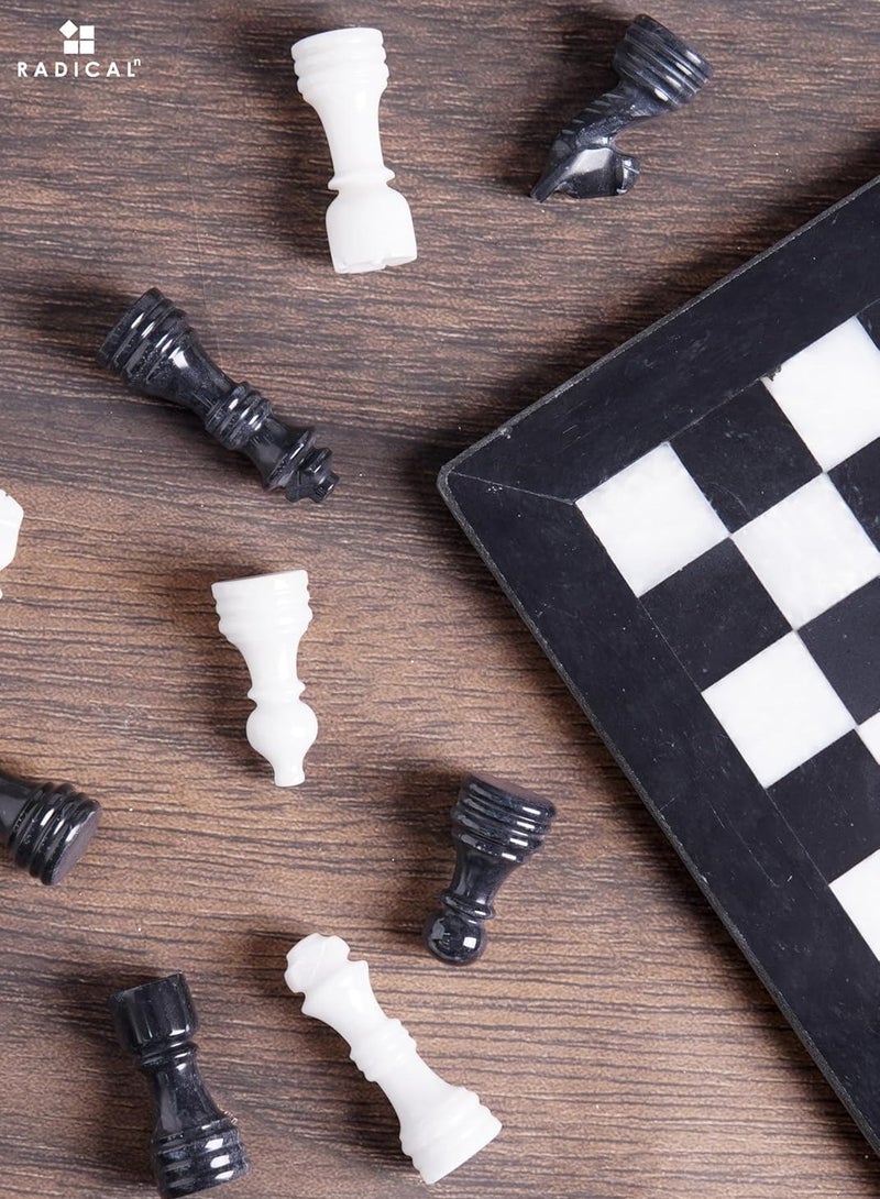 RADICALn Marble Chess Set 12" Inches Black & White Handmade Classic Family Board Games for Adults, Luxury Marble Chess Board & Pieces for Gifts, Adult Board Game - Image 4
