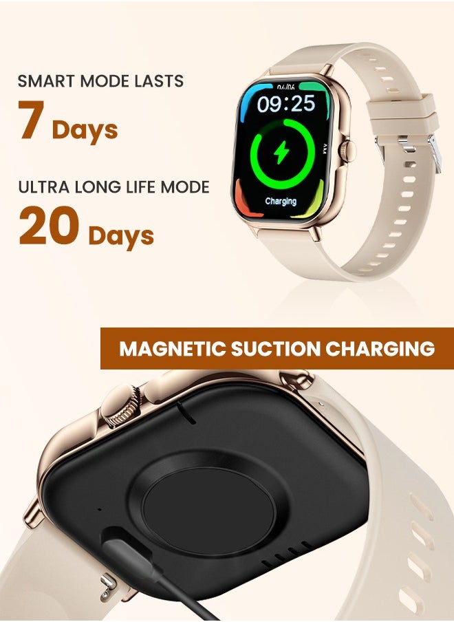 Necomi - Smart Watch with Heart Rate Monitor, Blood Oxygen and Sleep Monitor Fitness Tracker for Android Ios phones (Golden) - Image 1
