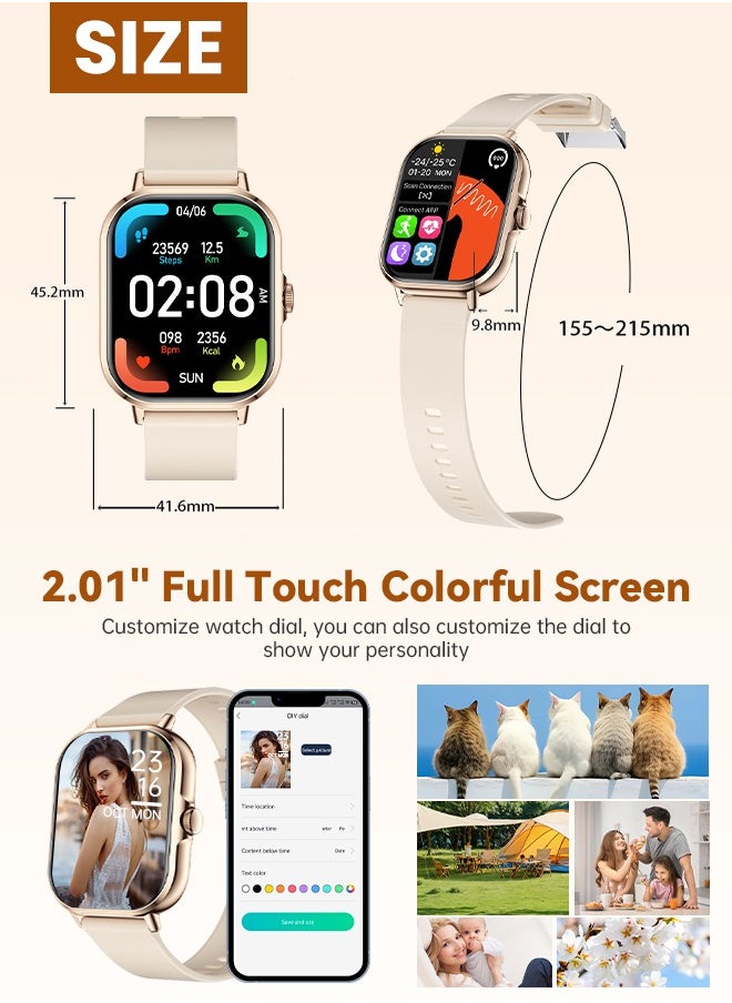 Necomi - Smart Watch with Heart Rate Monitor, Blood Oxygen and Sleep Monitor Fitness Tracker for Android Ios phones (Golden) - Image 1