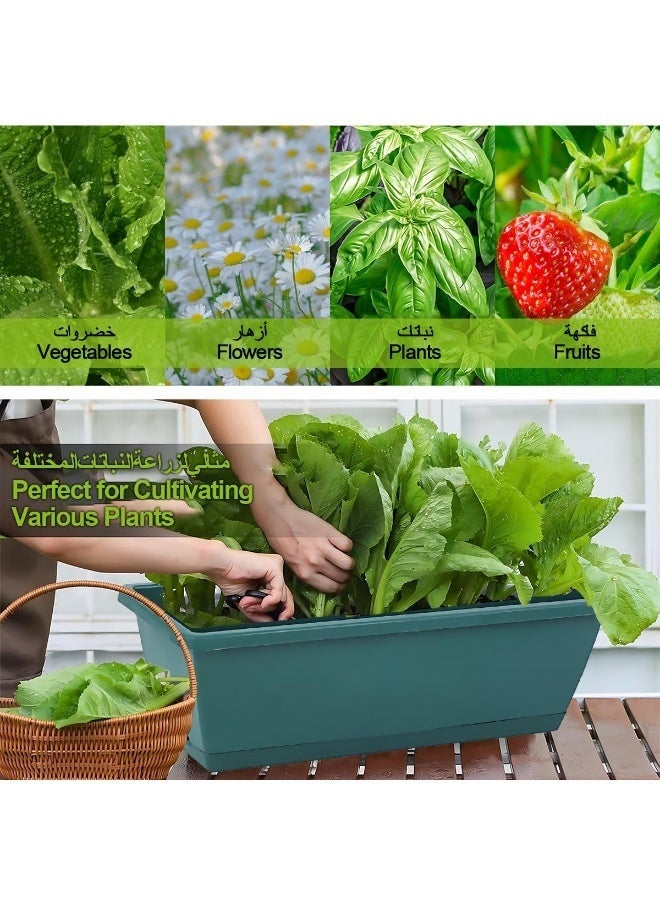 Arabest Window Planter Box, 6 PCS Rectangle Plant Pot, with Drainage Holes & Removable Trays, Self Watering Succulent Planter Box, Windowsill Herb Flower Pot, Plastic Plant Container for Balcony Garden(42x17.5x14cm) - Image 4