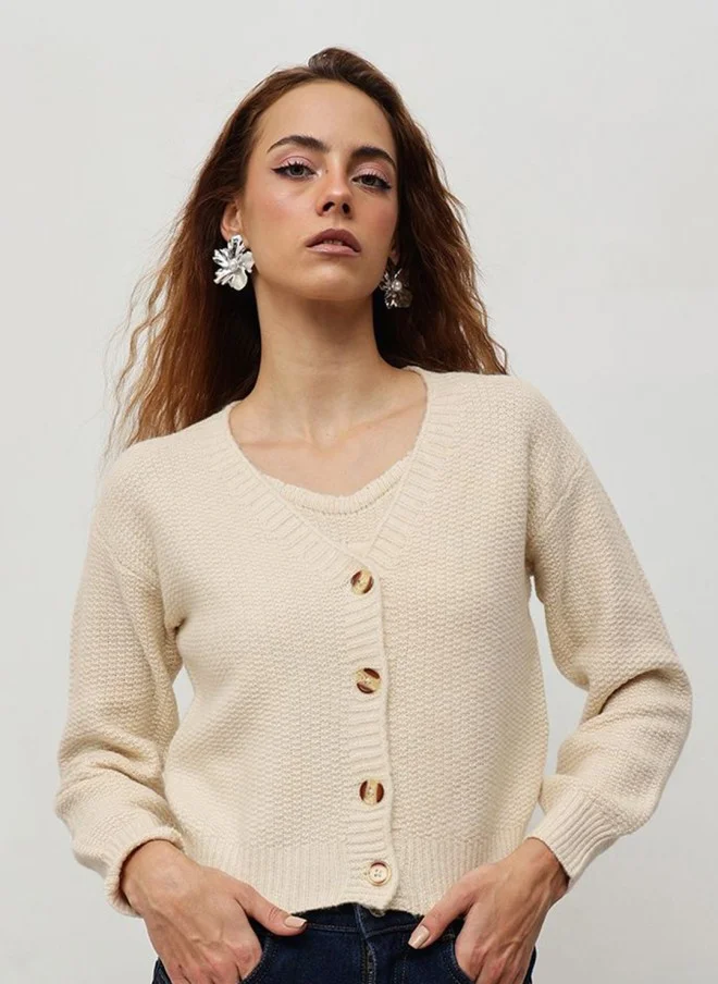 STREET 9 Beige Crop Cardigan for Women