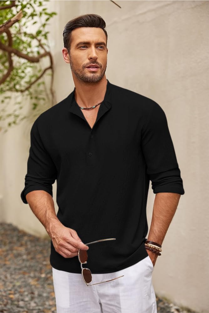 Bellstone Men’s Cotton Blend Solid Regular Fit Full Sleeve Short Kurta | Men's Trendy Short Kurta | Ethnic Stylish Casual Lightweight Summer Kurta for Daily and Occasion Use - Image 3