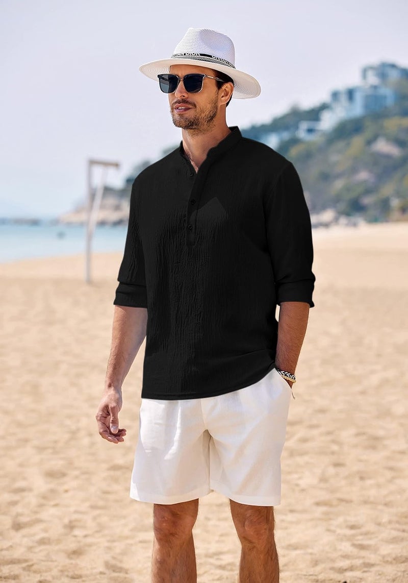Bellstone Men’s Cotton Blend Solid Regular Fit Full Sleeve Short Kurta | Men's Trendy Short Kurta | Ethnic Stylish Casual Lightweight Summer Kurta for Daily and Occasion Use - Image 2