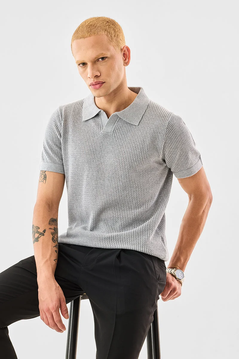 SNITCH Regular Fit 100% Cotton Textured Polo T-Shirt
