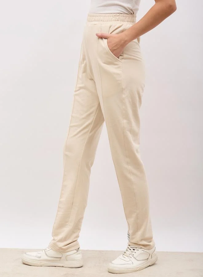 Styli High Rise Straight Fit Joggers with Pockets
