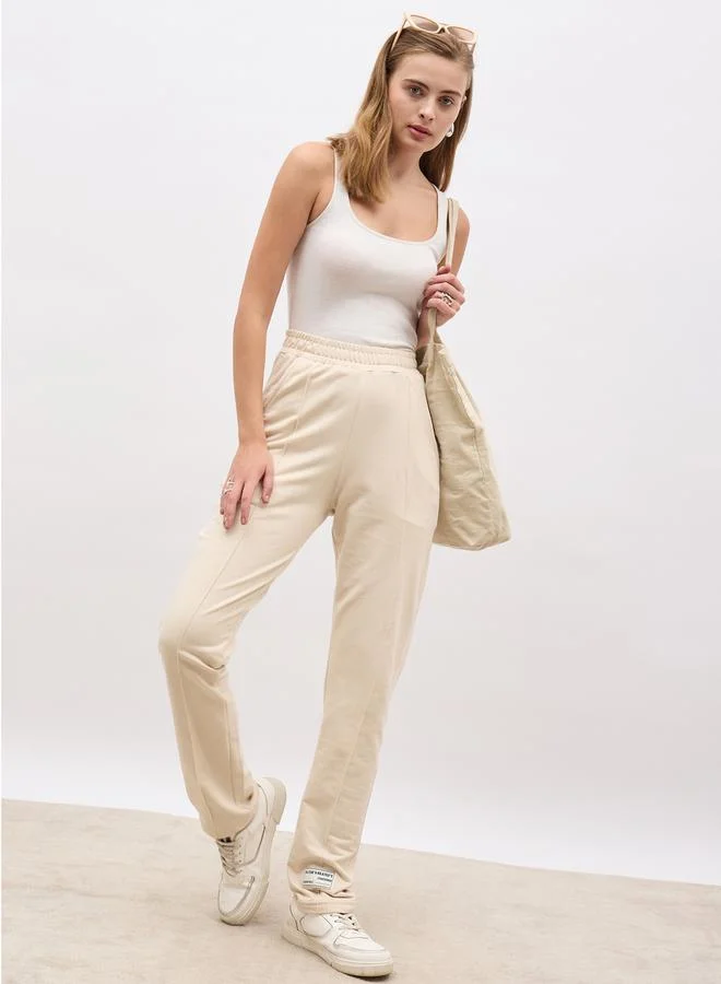 Styli High Rise Straight Fit Joggers with Pockets