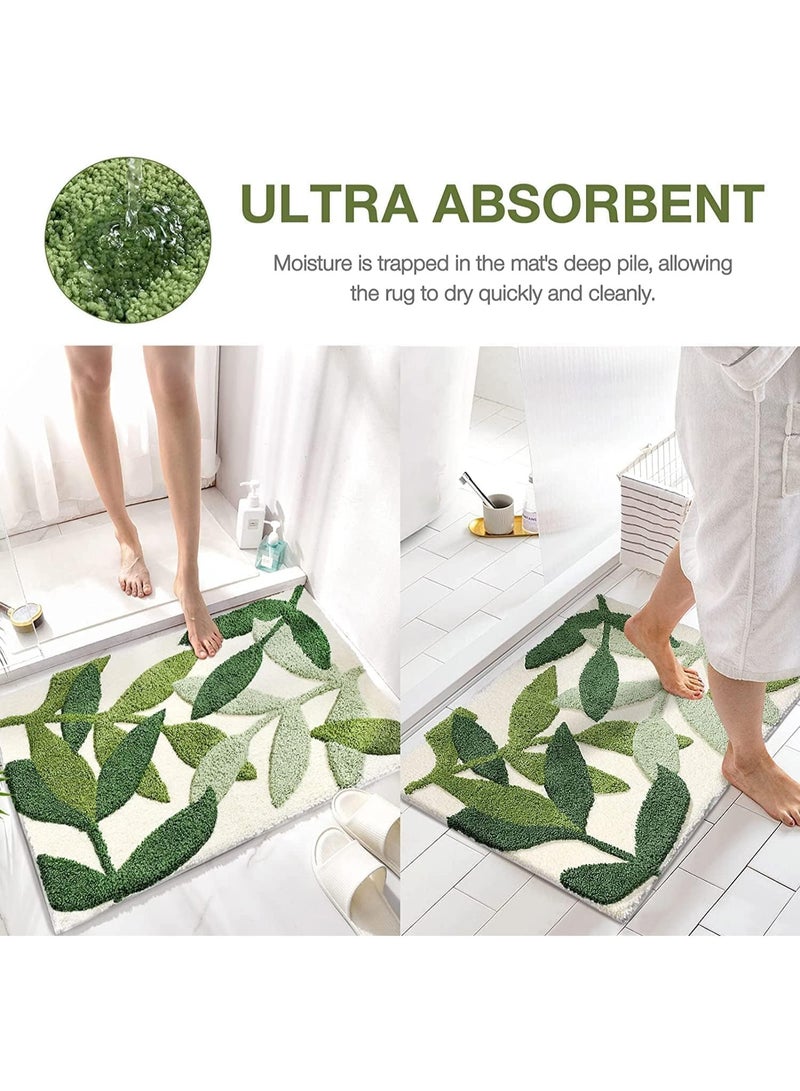 HZYH Bathroom Rug Mat, Non Slip Bath Rugs, Soft Microfiber Bath Mats for Bathroom Floor Absorbent Plush Carpet Mats for Shower Tub Doormat Fluffy - Tropical Leaf (Tropical Leaf, 45 * 65 CM) - Image 5
