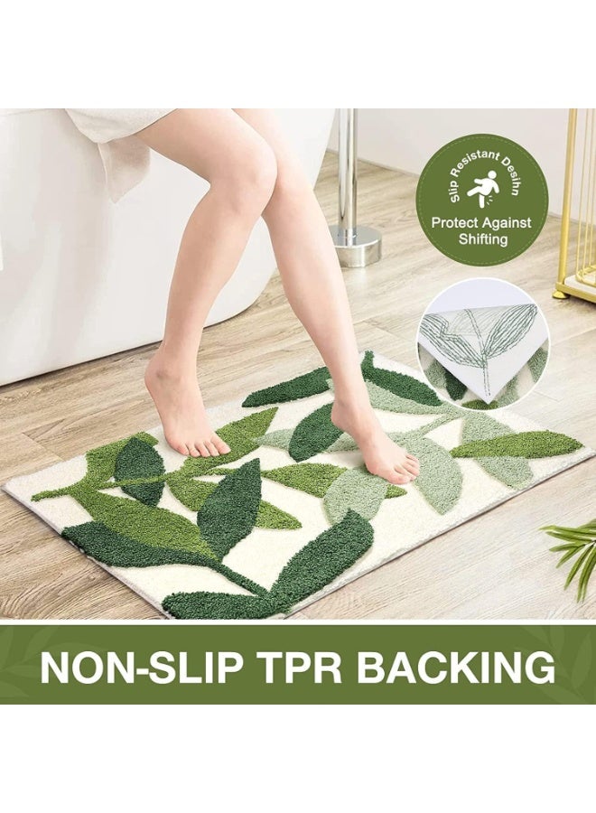 HZYH Bathroom Rug Mat, Non Slip Bath Rugs, Soft Microfiber Bath Mats for Bathroom Floor Absorbent Plush Carpet Mats for Shower Tub Doormat Fluffy - Tropical Leaf (Tropical Leaf, 45 * 65 CM) - Image 3