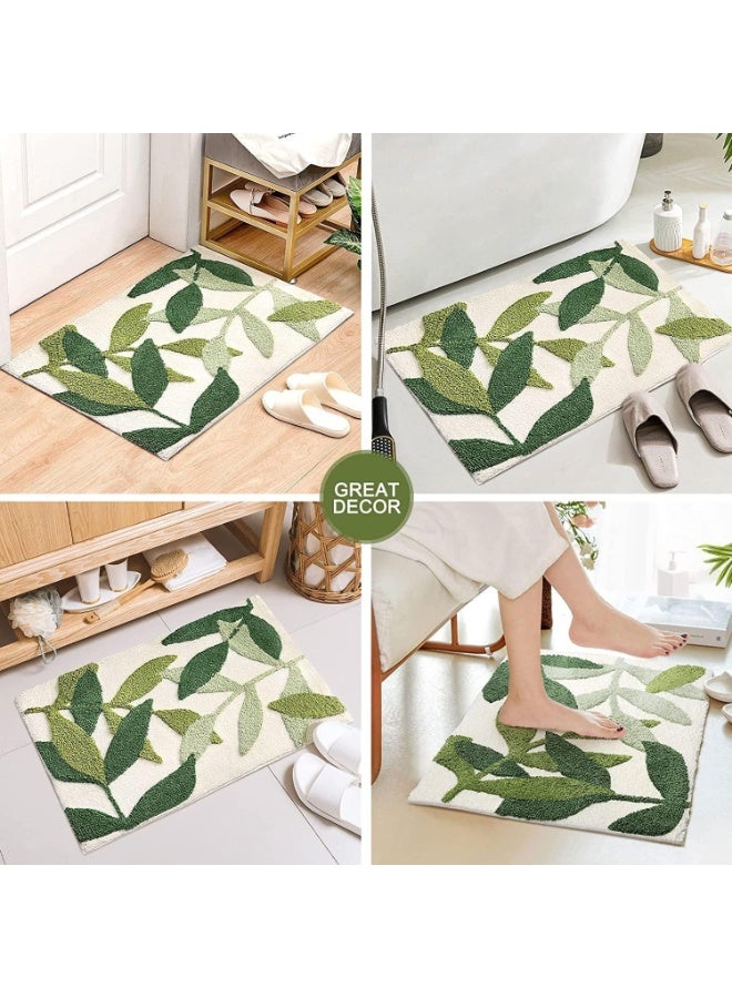 HZYH Bathroom Rug Mat, Non Slip Bath Rugs, Soft Microfiber Bath Mats for Bathroom Floor Absorbent Plush Carpet Mats for Shower Tub Doormat Fluffy - Tropical Leaf (Tropical Leaf, 45 * 65 CM) - Image 4