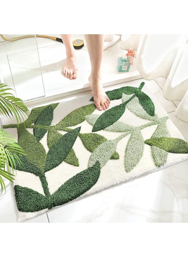 HZYH Bathroom Rug Mat, Non Slip Bath Rugs, Soft Microfiber Bath Mats for Bathroom Floor Absorbent Plush Carpet Mats for Shower Tub Doormat Fluffy - Tropical Leaf (Tropical Leaf, 45 * 65 CM) - Image 2
