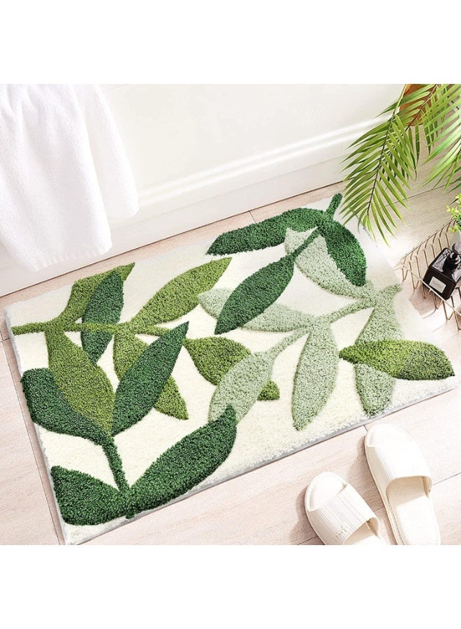 HZYH Bathroom Rug Mat, Non Slip Bath Rugs, Soft Microfiber Bath Mats for Bathroom Floor Absorbent Plush Carpet Mats for Shower Tub Doormat Fluffy - Tropical Leaf (Tropical Leaf, 45 * 65 CM) - Image 1