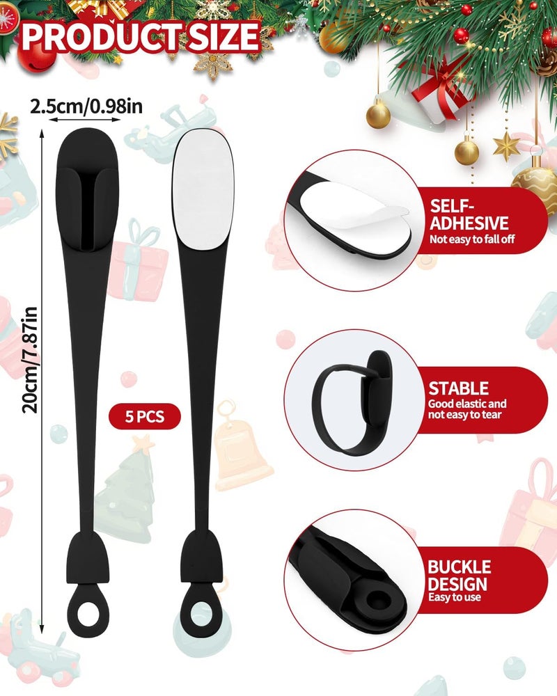 OXDFK 5 PCS Christmas Garland Hanger for Mantle Garland Hooks, Christma Wreath Ties, Fireplace Stocking Holder, Silicone Adhesive Wreath Hooks for Fireplace Mantle (Black) - Image 2