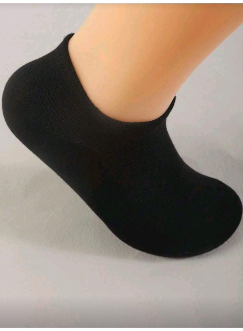 SHEIN-10 Pairs Kids Mesh Solid Color Black White Grey Breathable Short Socks - Image 3