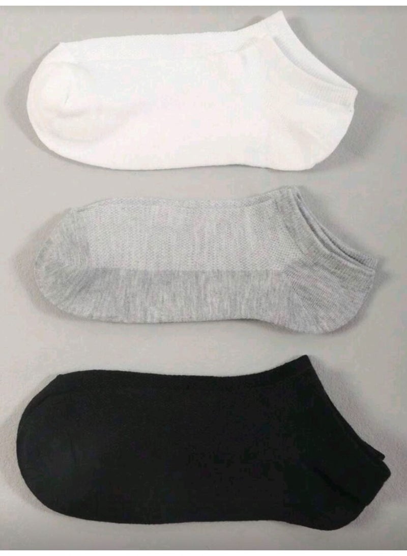 SHEIN-10 Pairs Kids Mesh Solid Color Black White Grey Breathable Short Socks - Image 2