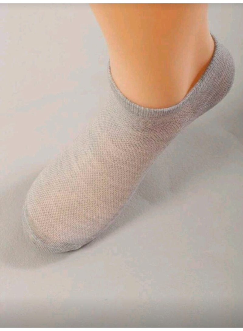 SHEIN-10 Pairs Kids Mesh Solid Color Black White Grey Breathable Short Socks - Image 5