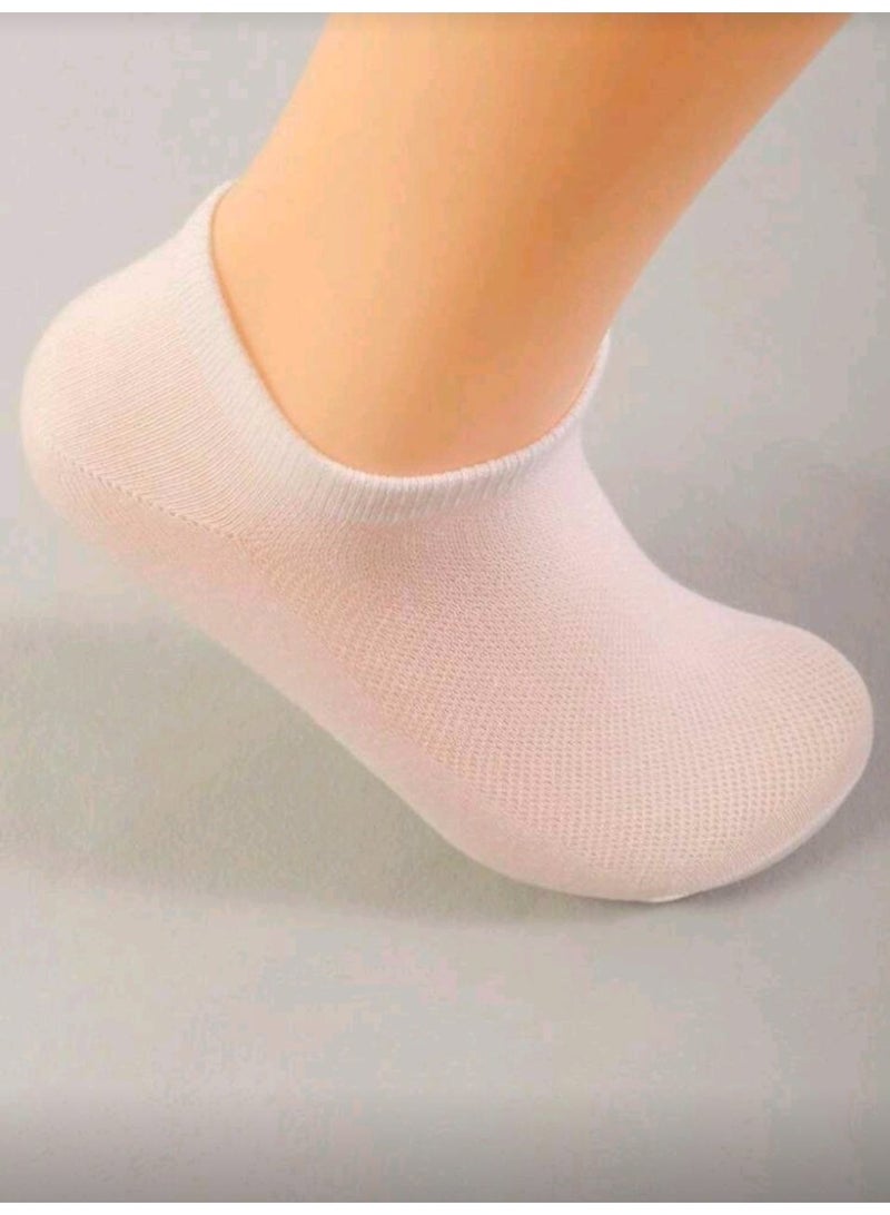 SHEIN-10 Pairs Kids Mesh Solid Color Black White Grey Breathable Short Socks - Image 4