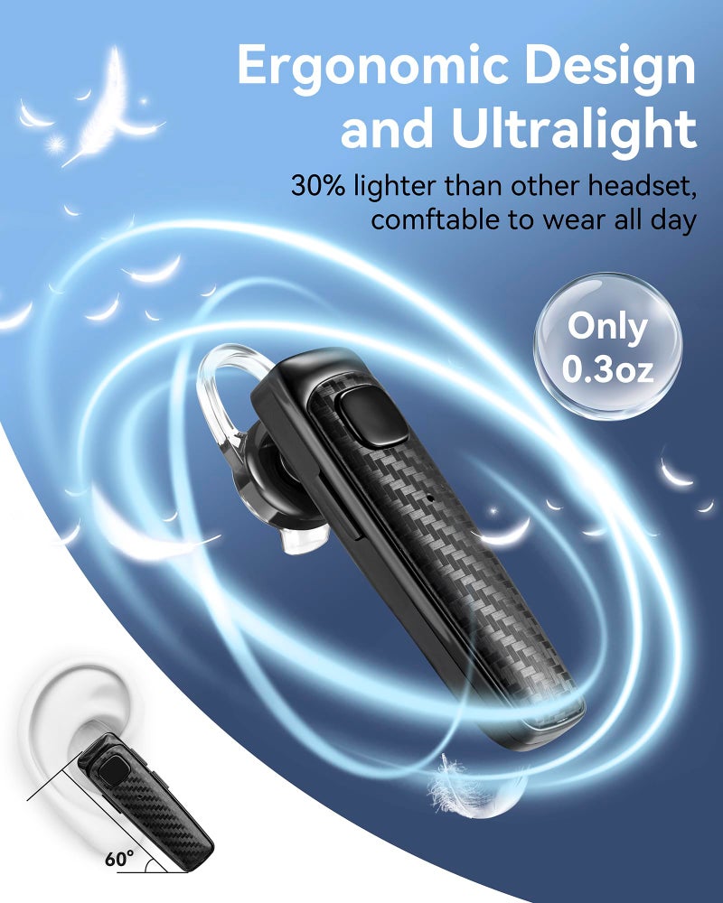 MQQC Bluetooth Headset V5.0, Wireless Bluetooth Earpiece 24Hrs HD Calling,CVC8.0 Dual Mic Noise Cancelling, Hands-Free Bluetooth Earphone for Driving/Business/Office - Image 5