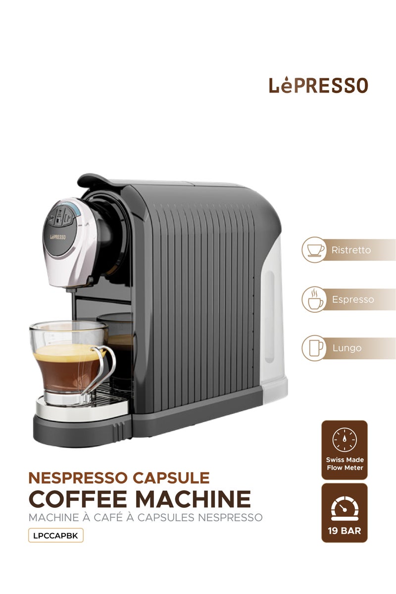 ليبرسو آلة قهوة كبسولات سعة 0.8 لتر 1260 واط، آلة قهوة نسبرسو، إعدادات حرارة متعددة، آلة إسبرسو سهلة التنقل والتشغيل، صانع قهوة، آلة قهوة إسبرسو، متوافقة مع كبسولات نسبرسو - أسود- أبيض - Image 1