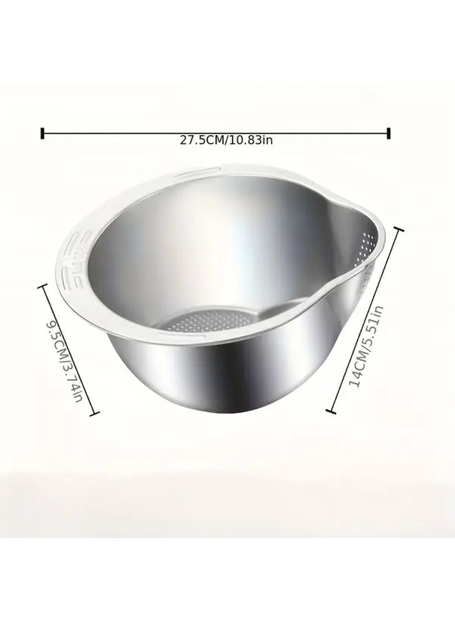Stainless Steel Kitchen Strainer Wash Basin With Drainage Holes And Side Handles - Image 3