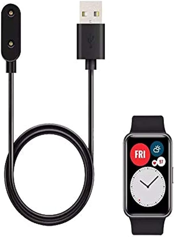 Dado كابل شحن USB Dado مع قاعدة شحن ومحول لشاحن Huawei Watch Fit | Fit 2 | Huawei Band 6 | Huawei Band 7 | Huawei Band 8 | Huawei Band 9 (أسود)