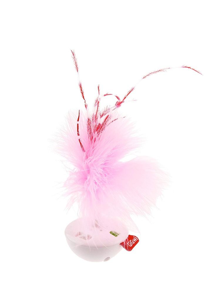 GIGWI Wobble Feather Pet Droid with Natural Feather Caps & Sound Module Pink - Image 2