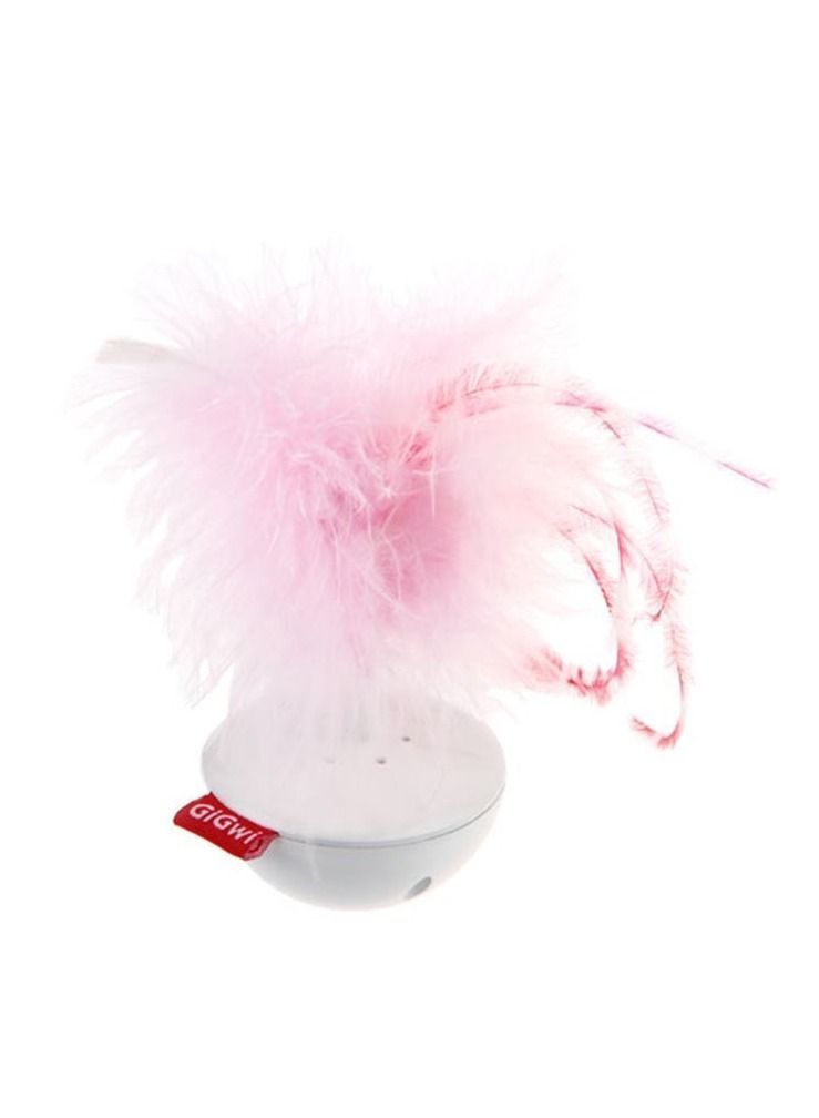 GIGWI Wobble Feather Pet Droid with Natural Feather Caps & Sound Module Pink - Image 1