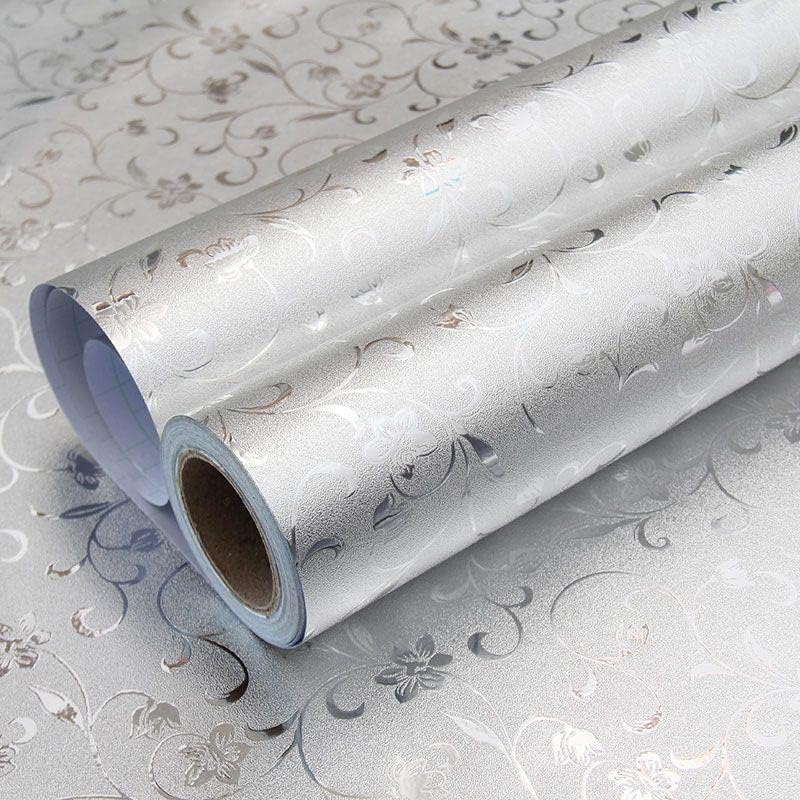 ELTON Kitchen Oil-Proof Waterproof Stickers, Self Adhesive Kitchen Wallpaper Heat Resistant Aluminum Silver Foil Stainless Steel Wall Sticker for Countertop Drawer Liner Shelf Liner (30X300cm) - Image 2